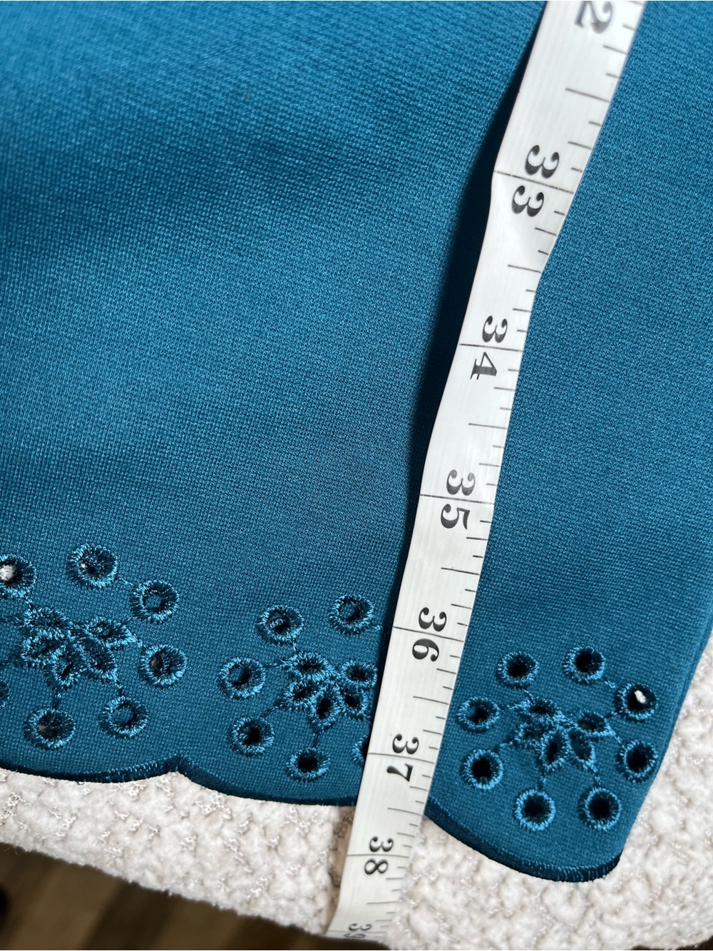 NWT Talbots Teal Blue Scallop Neckline Eyelet Sheath Dress - Size 4 - Picture 13 of 17